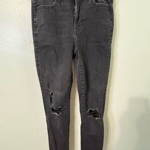 American Eagle Outfitters Charcoal Distressed Skinny Jeans
